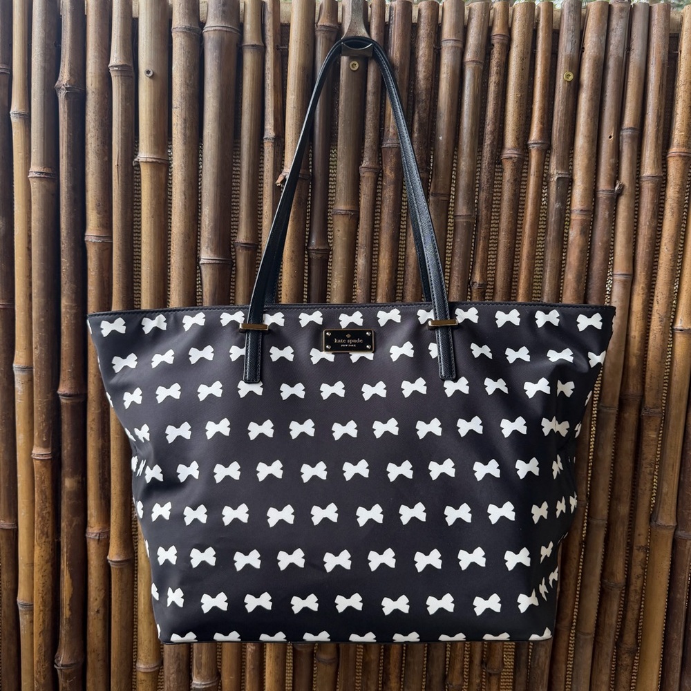 KATE SPADE nylon large bow print tote bag - Picture 2 of 10